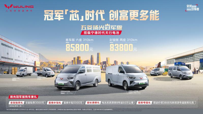 双冠携手，五菱红标与宁德时代合力打造五菱扬光冠军版！
五菱扬光冠军版