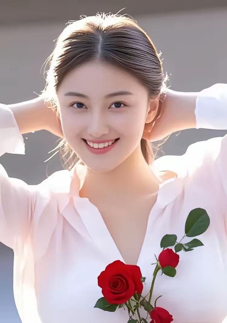 阳光下的微笑，红玫瑰的浪漫🌹✨