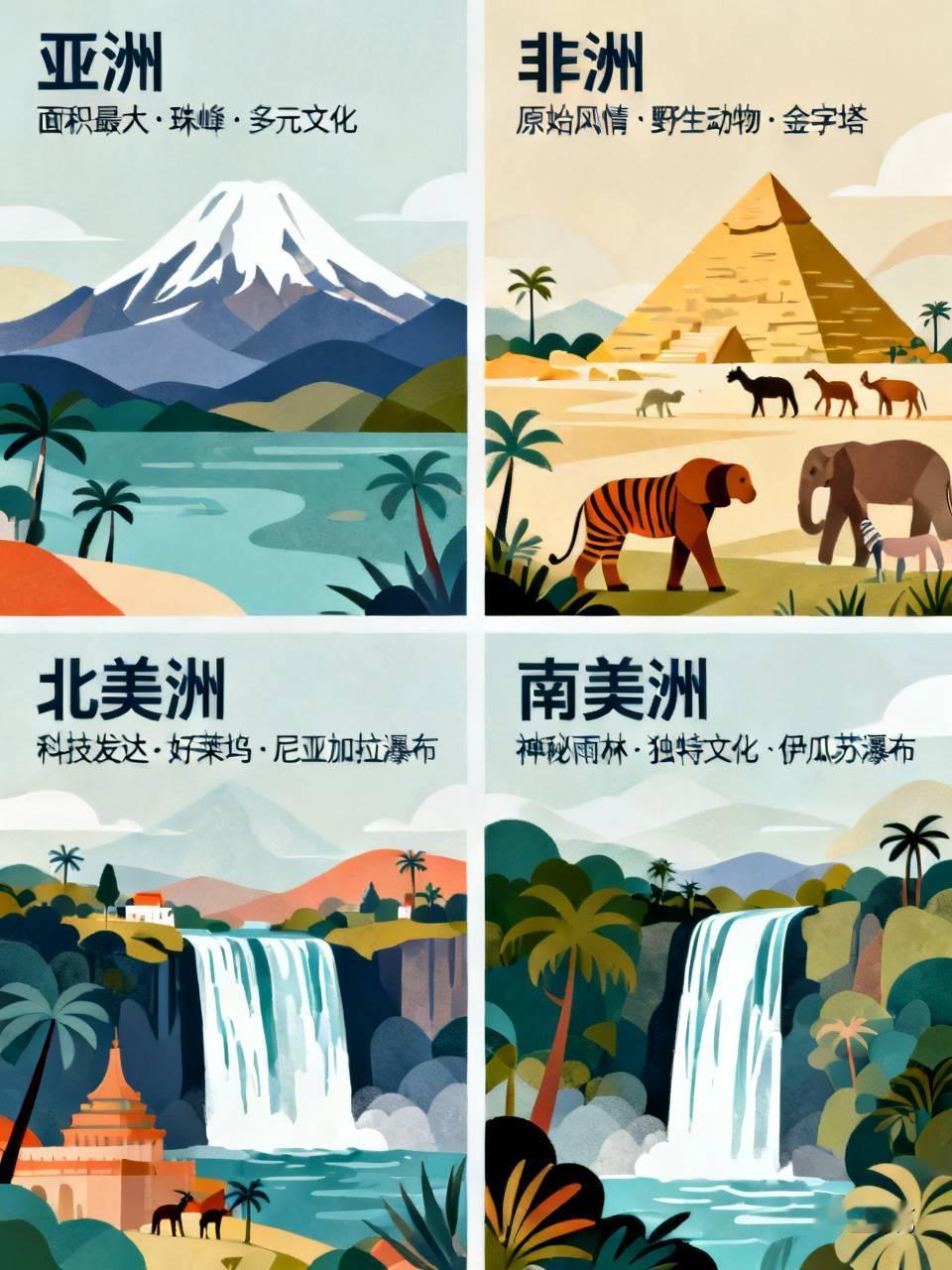 地球七大洲,各有什么独特之处? 地球七大洲各有独特魅力。
亚洲是面积最大的洲，有