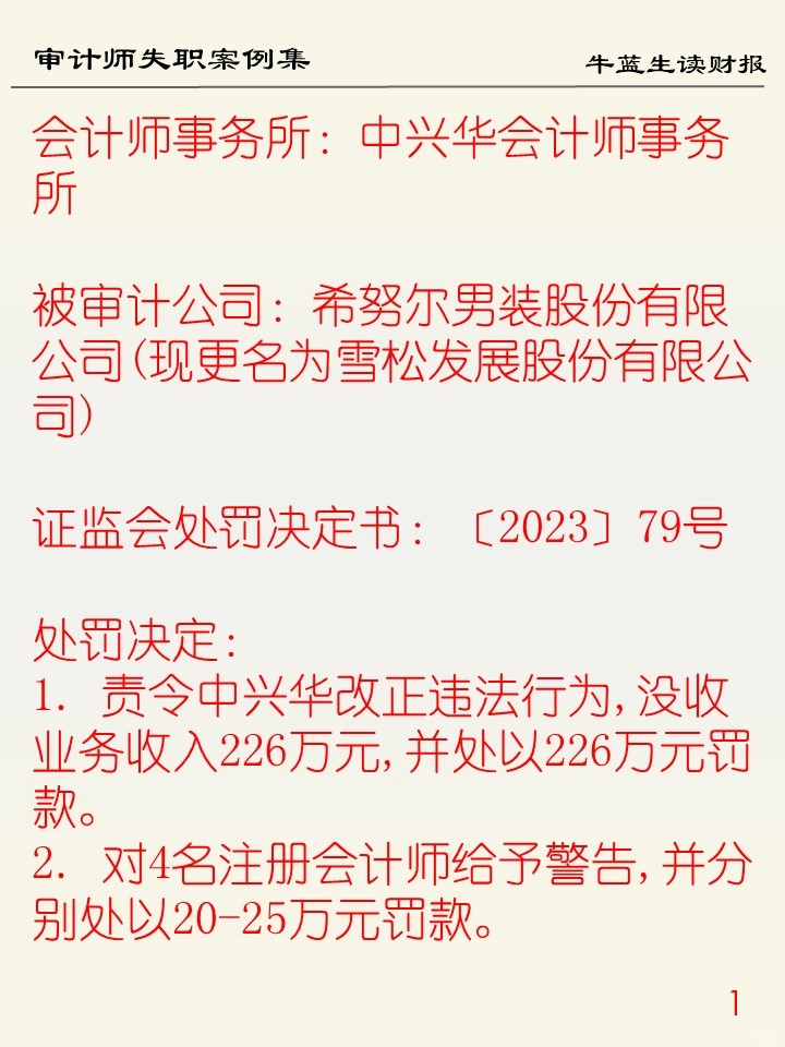 审计师失职案例集 | 14 中兴华所
