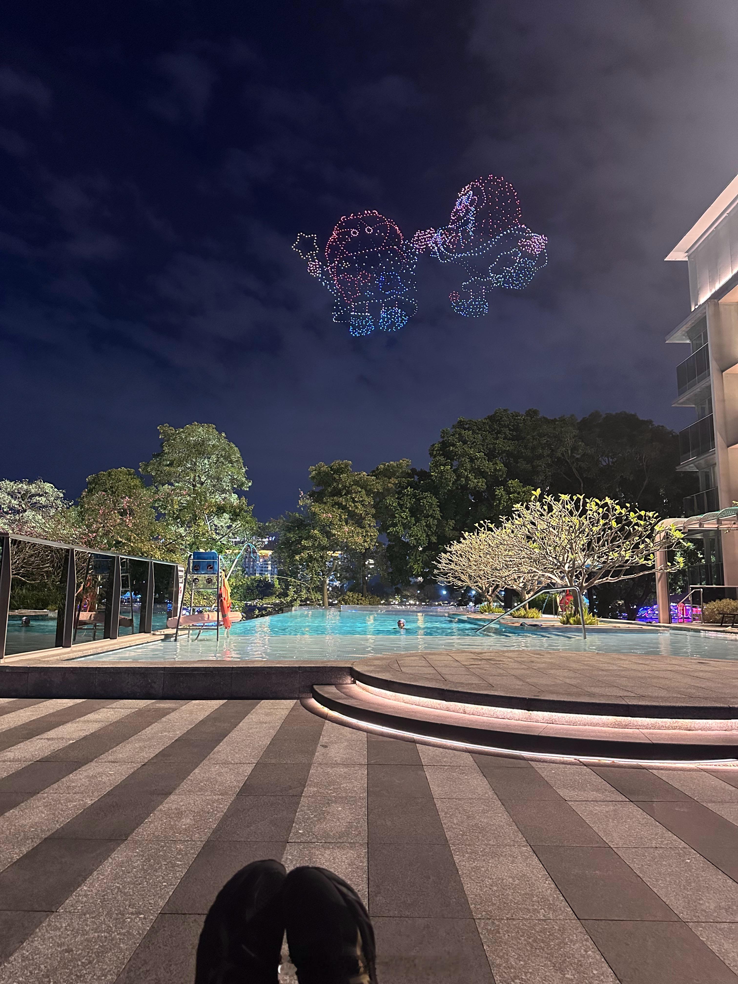 看了一场无人机表演秀。 