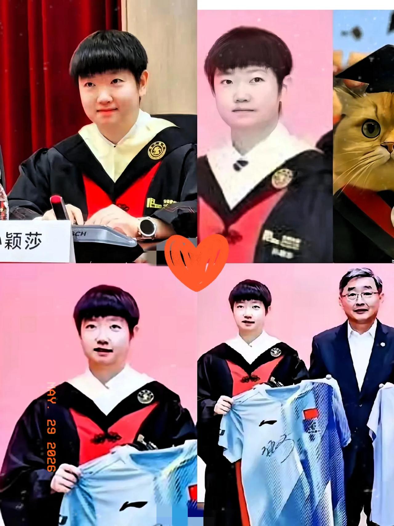 终于看到孙颖莎穿学士服的照片了，这气质真的没谁了。平时看她在赛场上那股子狠劲，没