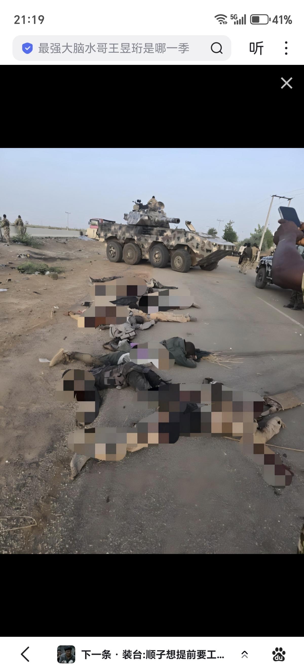 尼日利亚陆军从我国进口的ST-1突击炮和尼军击毙的武装分子。