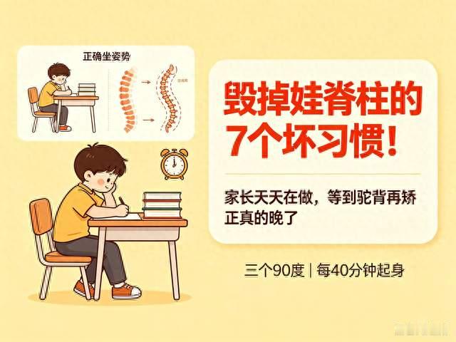 毁掉娃脊柱的7个坏习惯！家长天天在做，等到驼背再矫正真的晚了