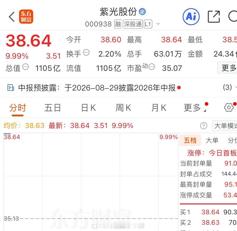 上周五给大家水下公开的 紫光股份 。道友们有谁吃到肉了？来评论区上个88看一下！