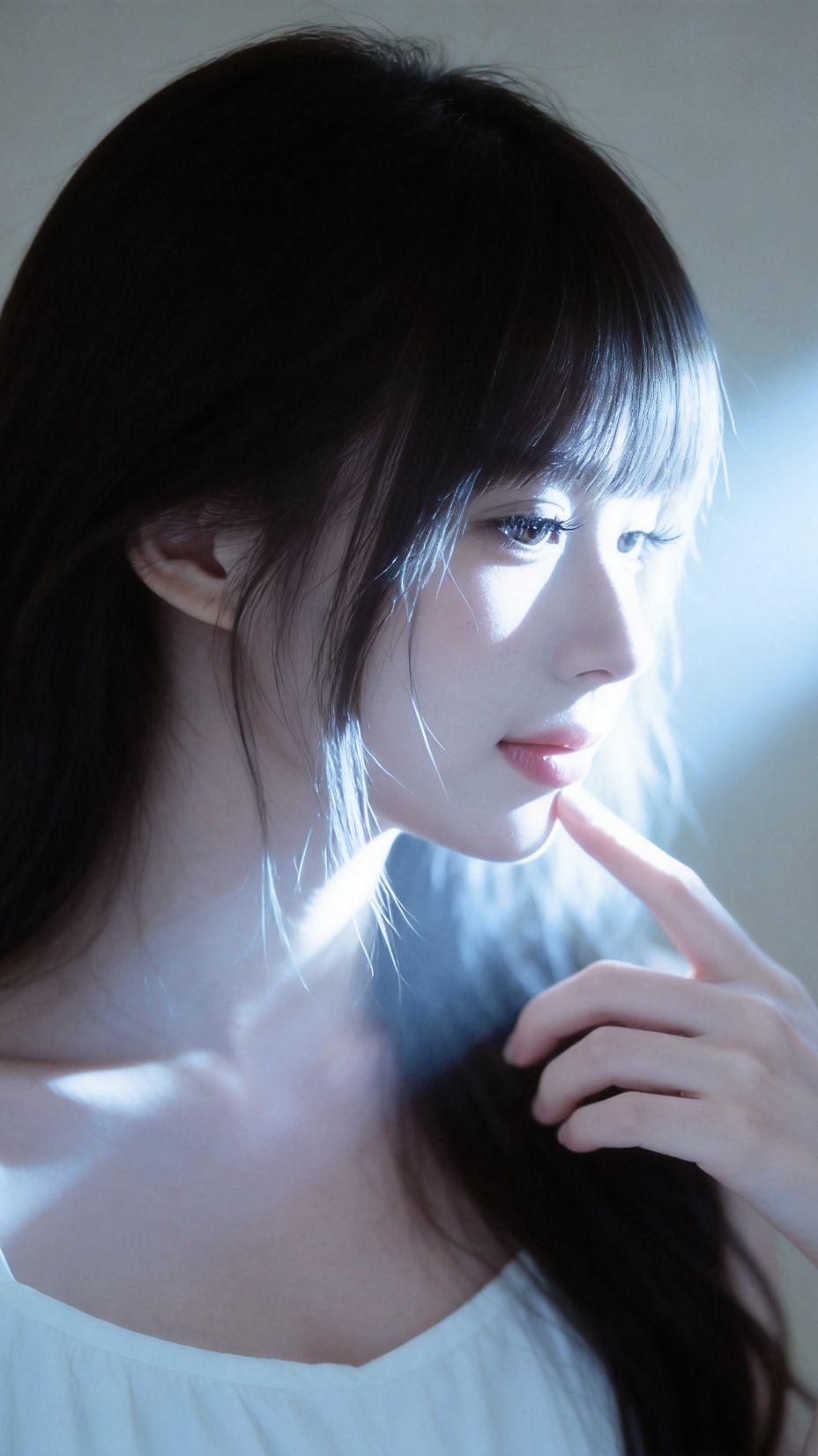 日系写真 超美的甜妹穿搭分享 摄影约拍 初恋蓝围巾 少女写真