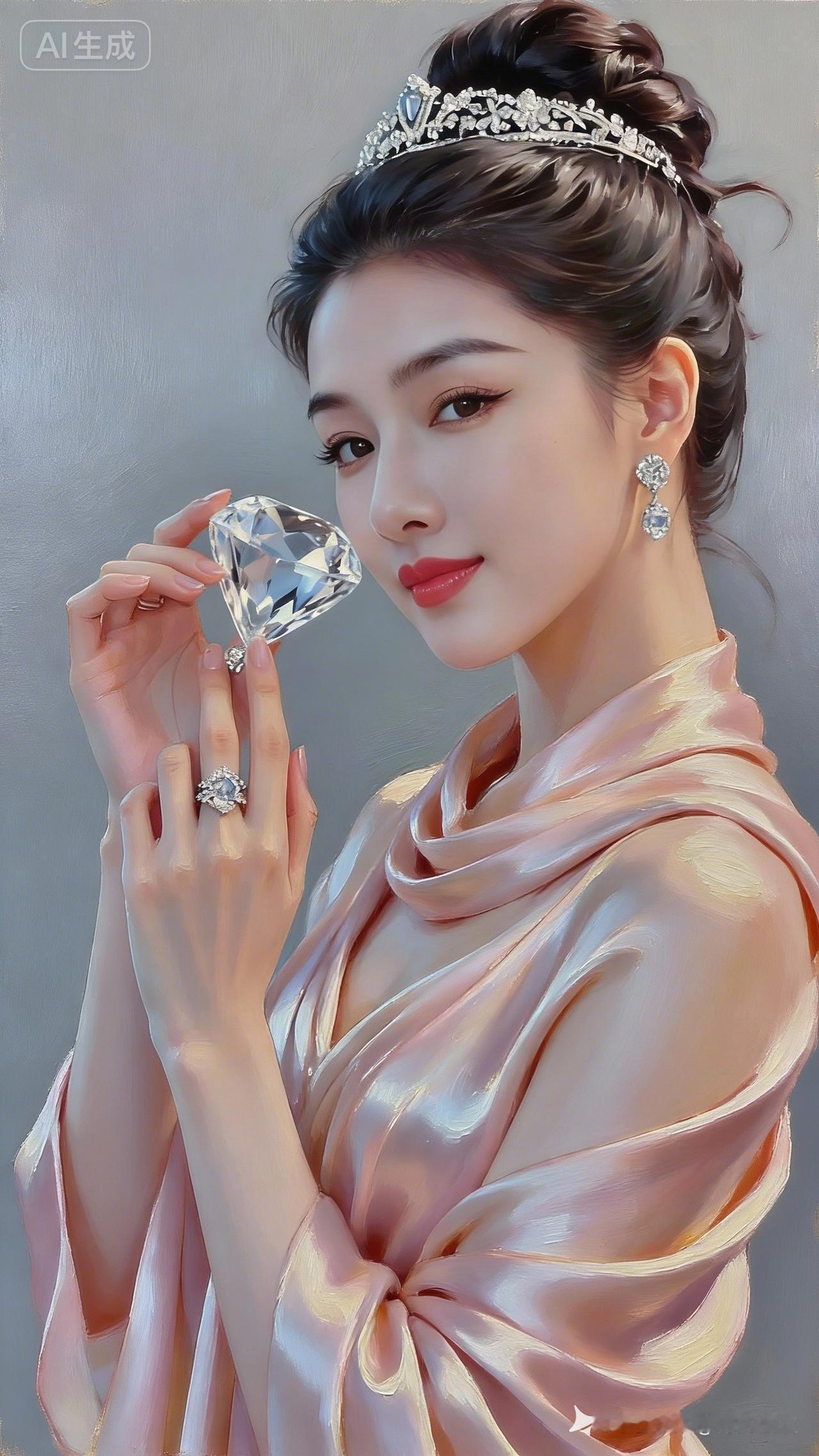 梦幻公主风，闪耀的钻石与优雅的粉色礼服，尽显奢华与优雅。