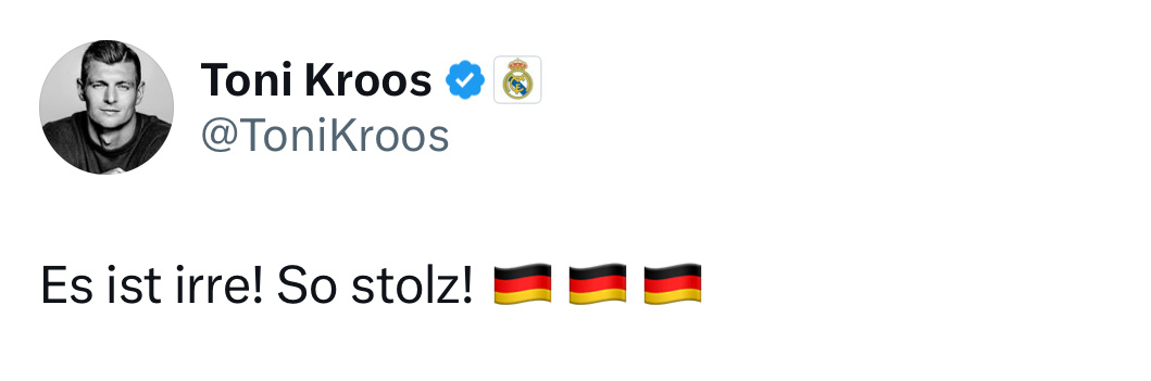 克罗斯：太疯狂了！你太伟大了！🇩🇪🇩🇪🇩🇪#克罗斯##宽言宽语# ​