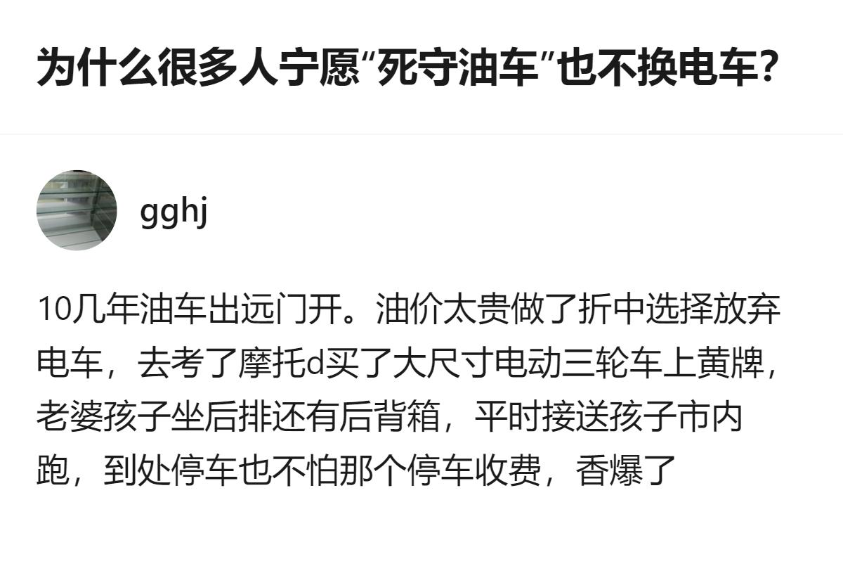 从现有信息看，有人没死守油车，而是选了大尺寸电动三轮车上黄牌，兼顾了市内接送和出