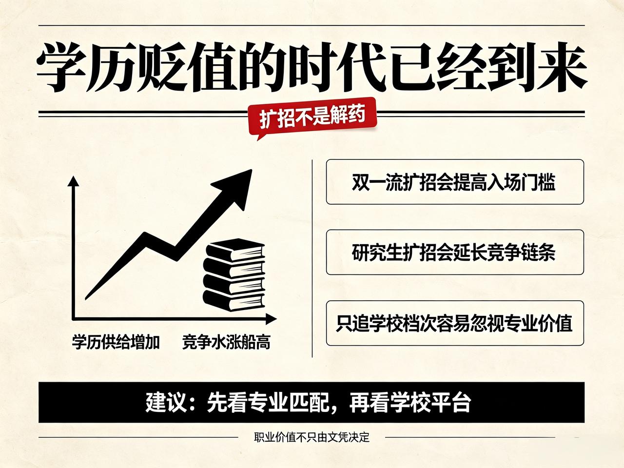 学历贬值的时代已经到来
每年大学生逐渐增多，但是你想通过本科双一流高校扩招，研究