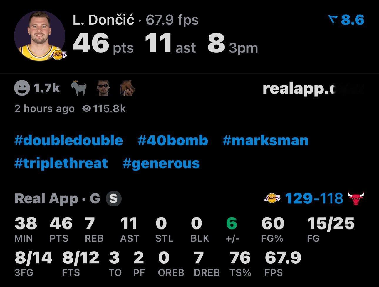 东子nb湖人vs公牛湖人战胜公牛东契奇46分