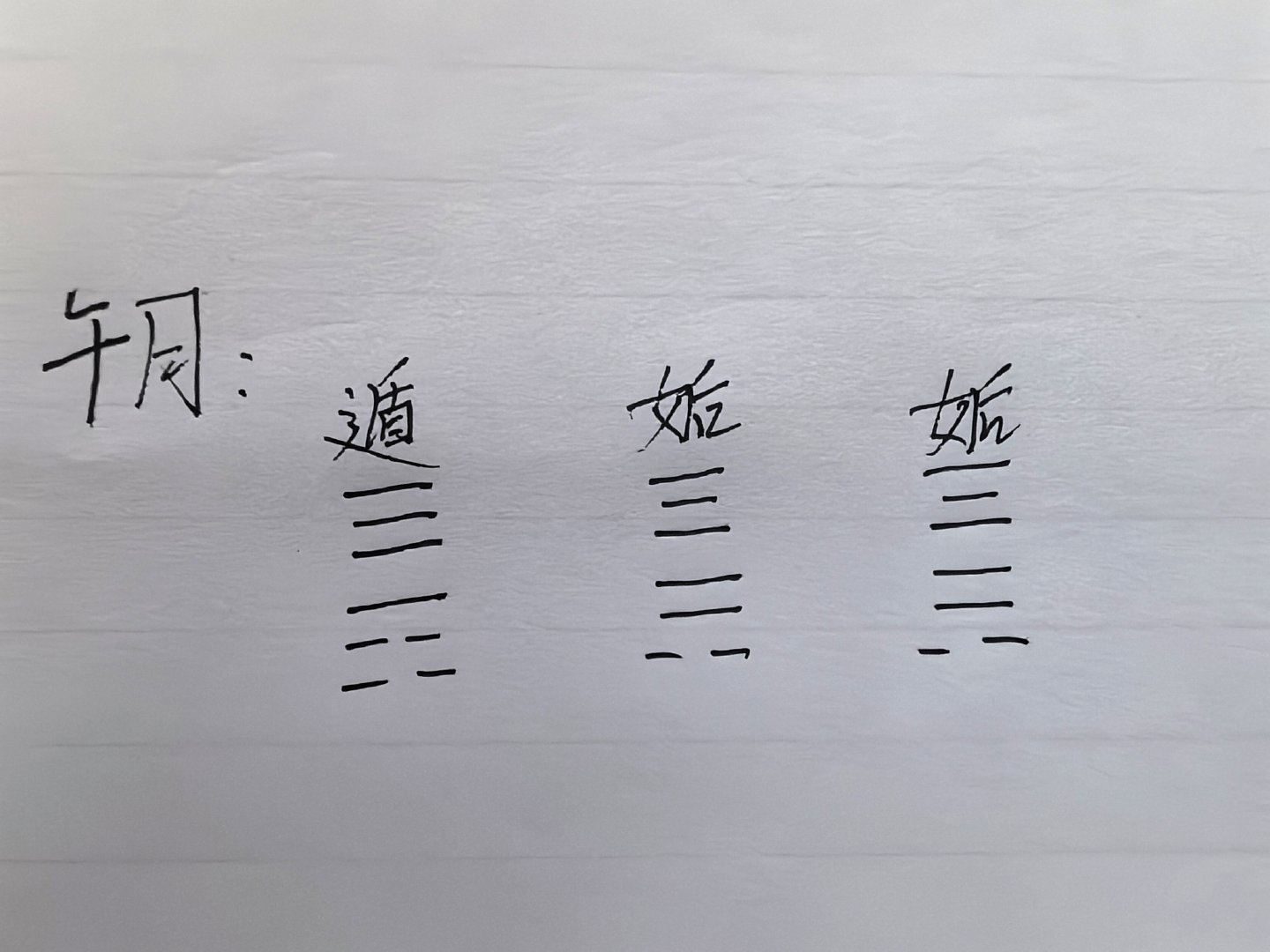 午月，天山遁变天风姤。问，孩子中考。答:乾为头，艮卦钻牛角尖，变巽卦思维飘忽不定