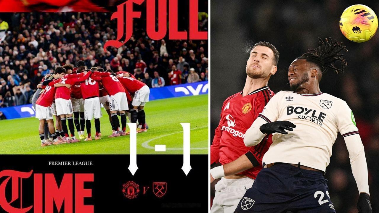 英超：曼联主场1-1与西汉姆联战平，近5轮仅取1胜。
达洛特破门，马加萨扳平，利