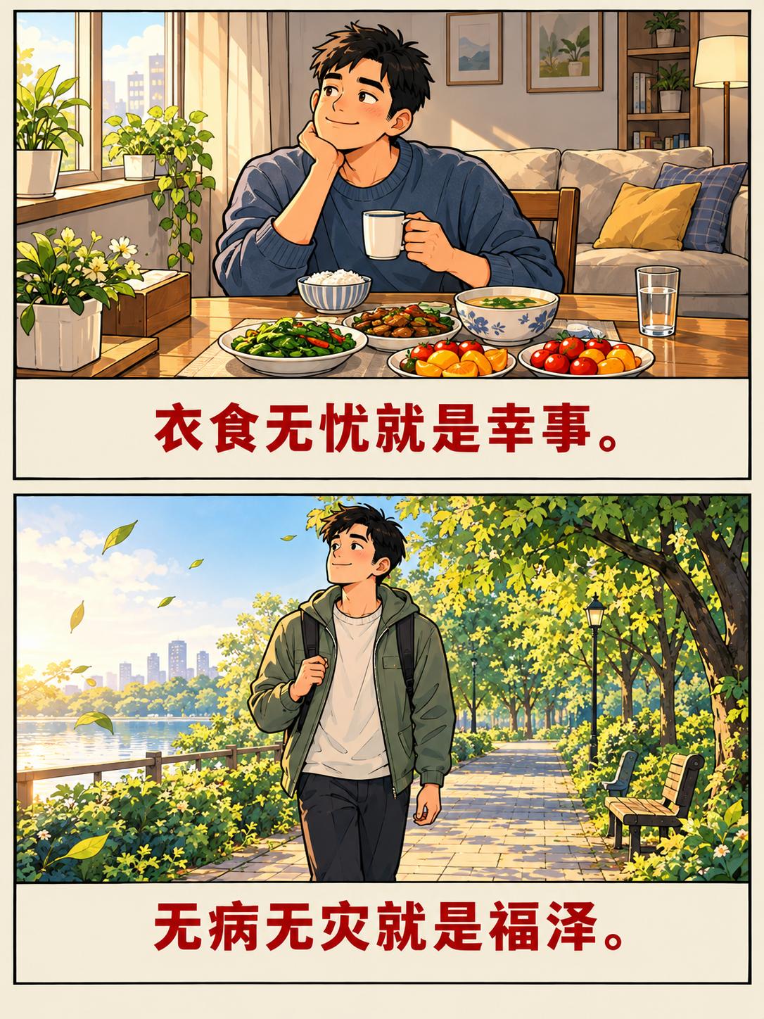 没有幸不幸福只有知不知足 温饱无忧就是幸事无病无灾就是福泽