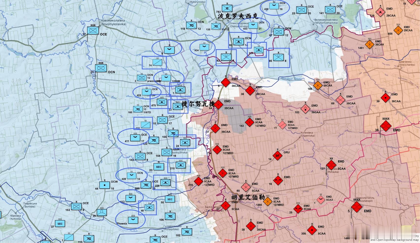 更新扎波罗热部署，底图还是用的最新版乌苏突击部队用方形标出来了无人机营蟋蟀又增加