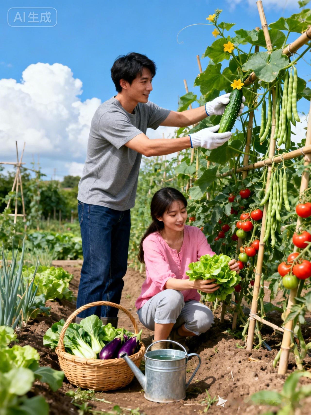 与心爱的人一起种菜，享受自然与美食的美好时光。