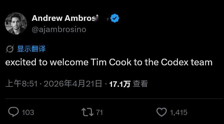 啊？图里这个Andrew Ambrosino 就是 Codex 团队的。是个梗吗