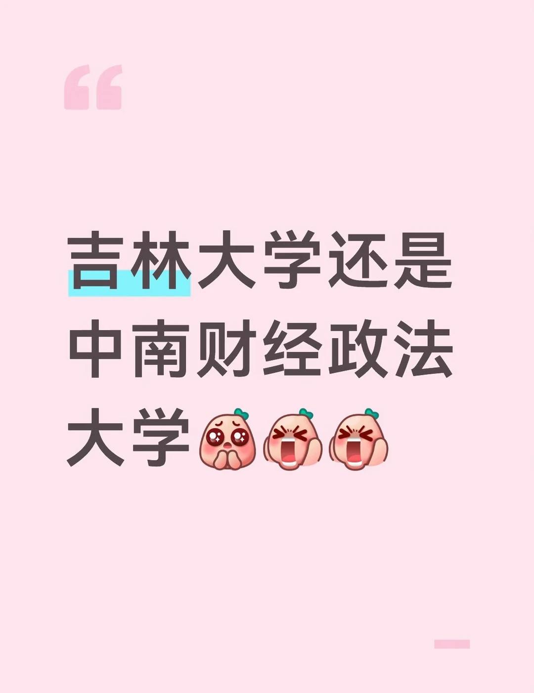 吉林大学还是中南财经政法大学
未来规划是一定会考研究生，在本科毕业之后不会直接就