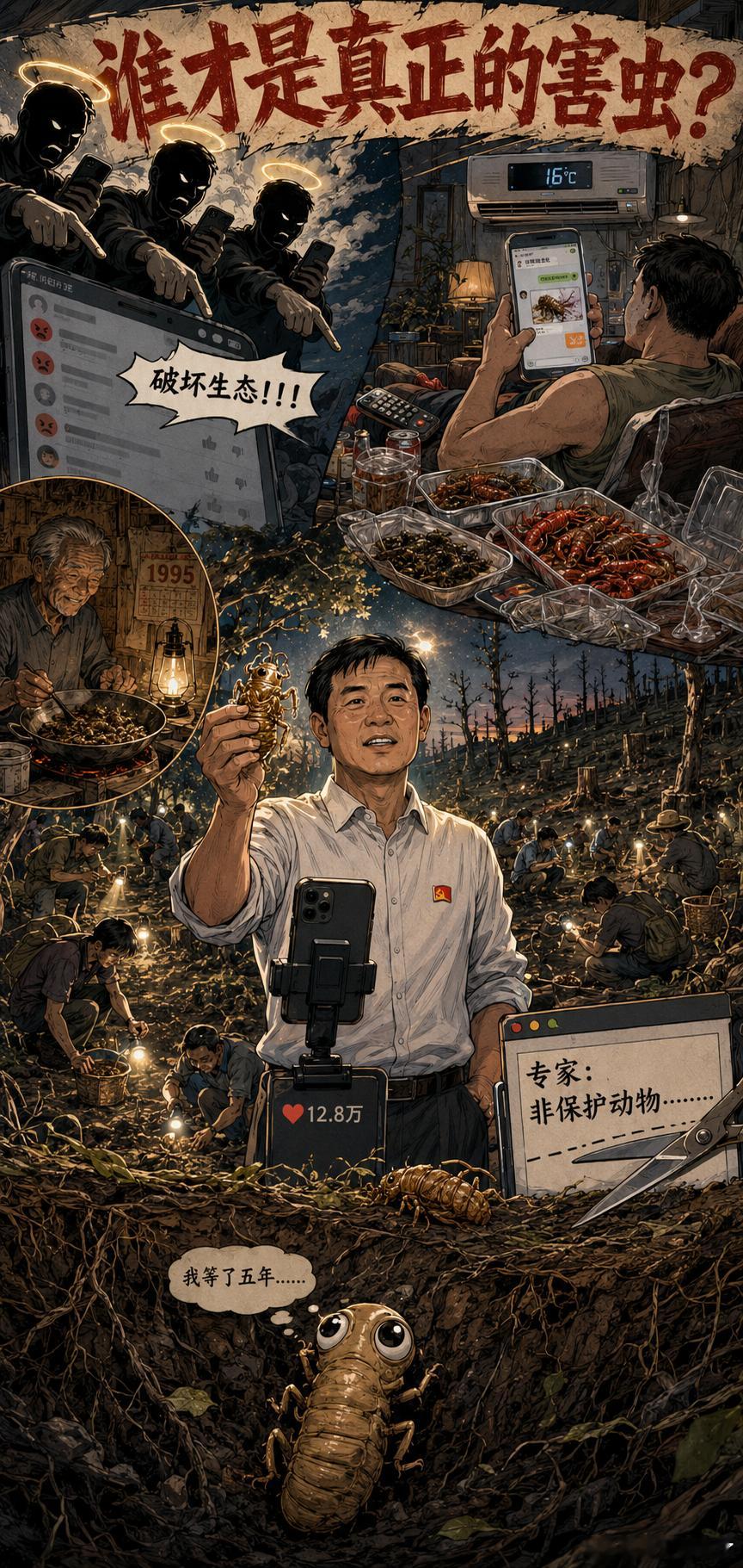 网红书记带货知了猴被指破坏生态很多时候，真正值得警惕的，不是一个热搜，而是我们越