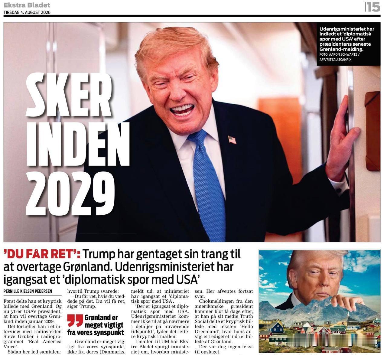 🇩🇰丹麦《号外报》（Ekstra Bladet）报道称，该报就特朗普关于计划