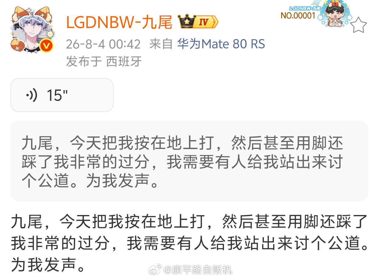 九尾发语音Gemini拿九尾账号整活输出语音控诉被九尾按在地上踩，九尾本人还在一