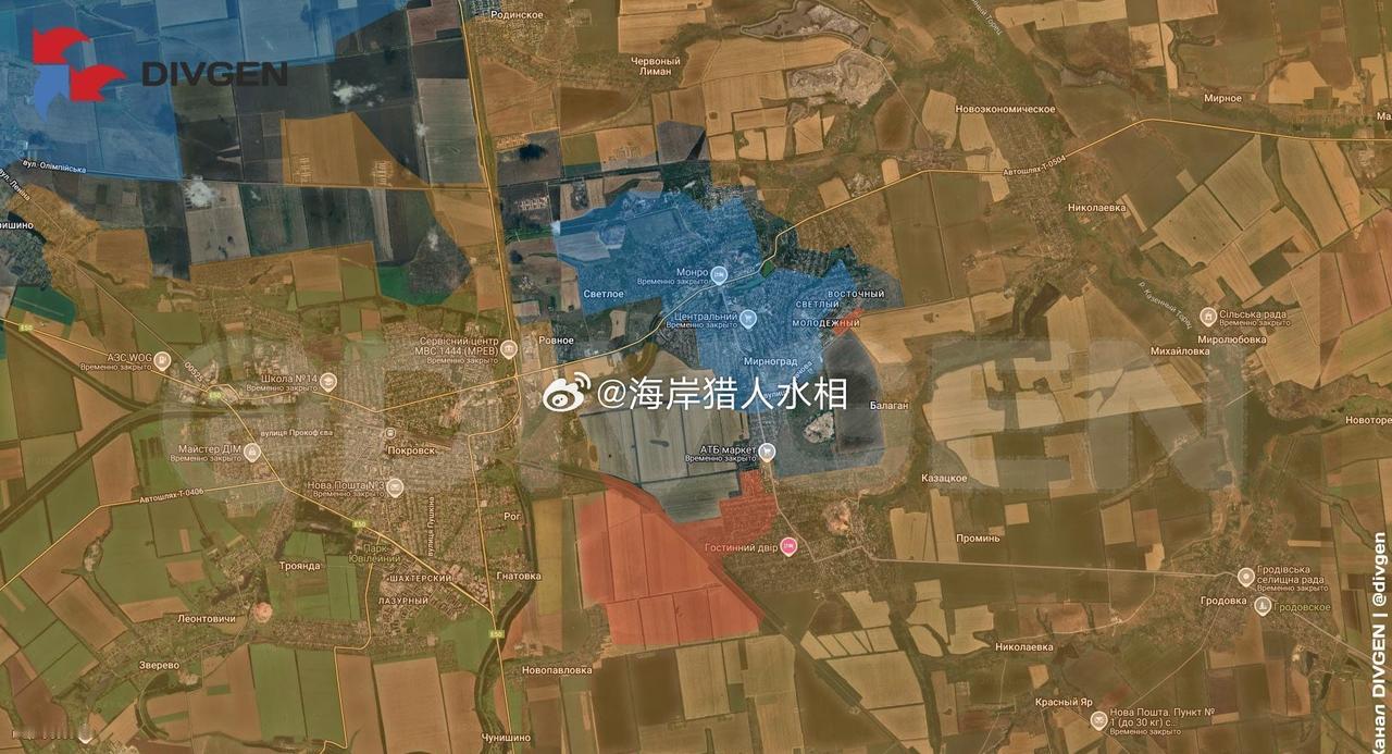 俄军控制季米特罗夫（米尔诺格勒德）南部地区。
被围困在季米特罗夫的武装分子主要依