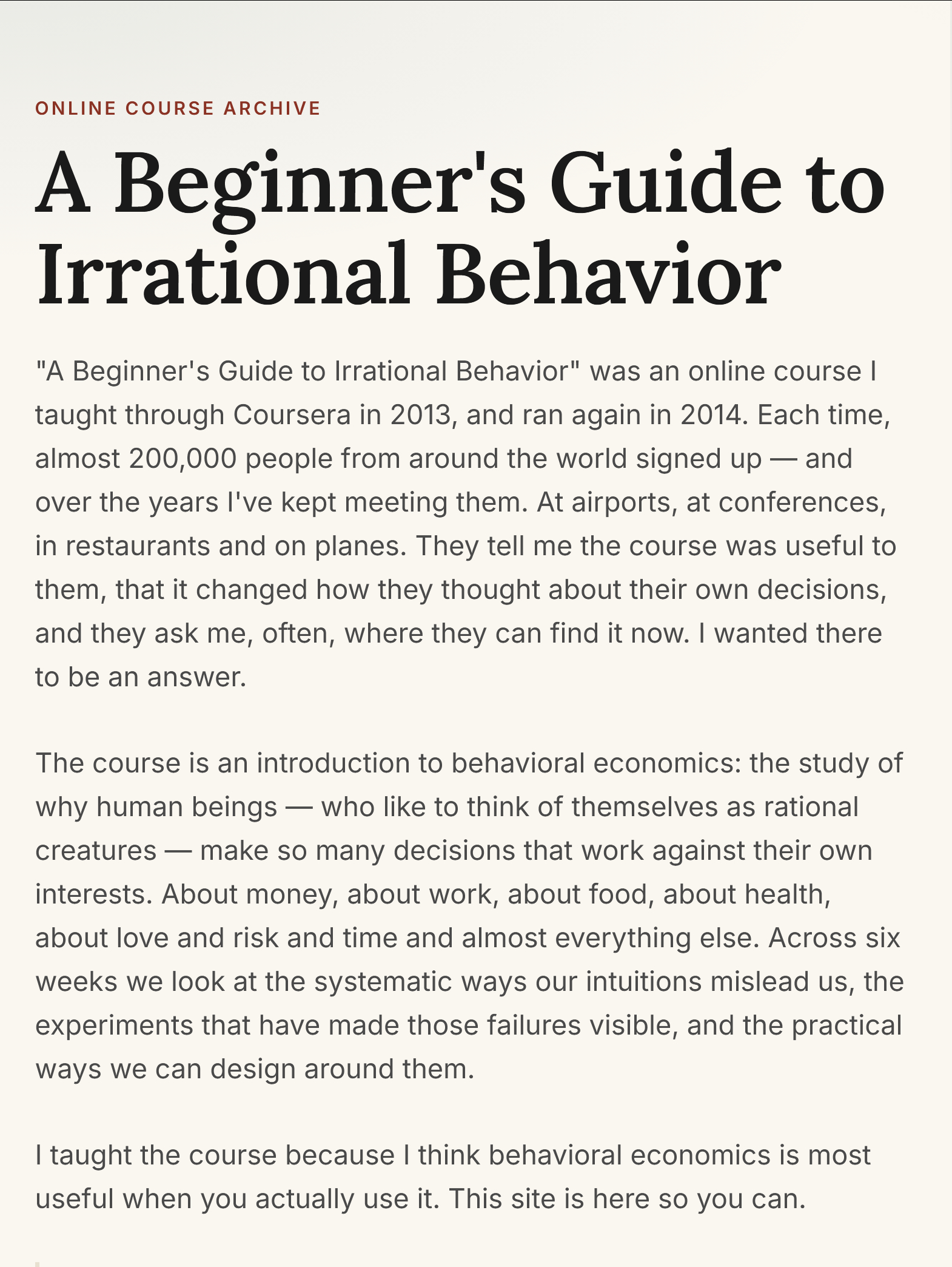 《初学者的非理性行为指南》A Beginner's Guide to Irrat