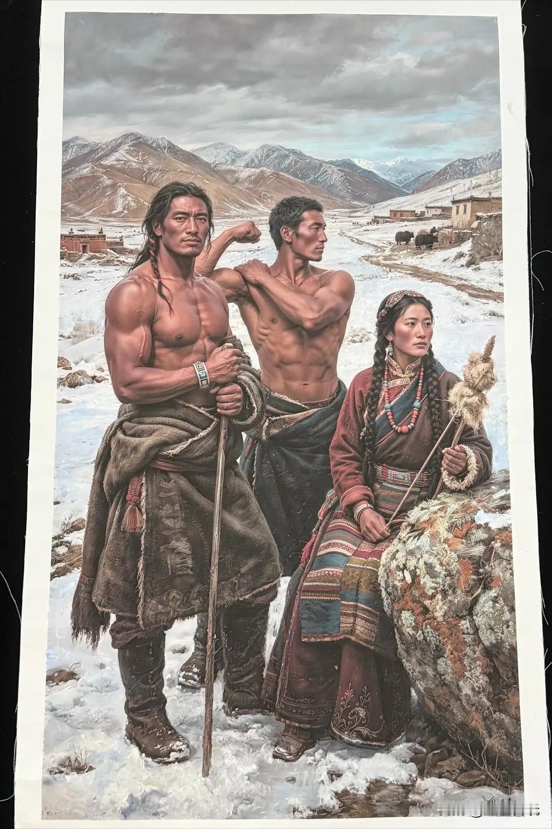 陈丹青这件西藏题材《雪城儿女》，看起来动人心魄，然而总觉得有点怪怪的，怎么看都是