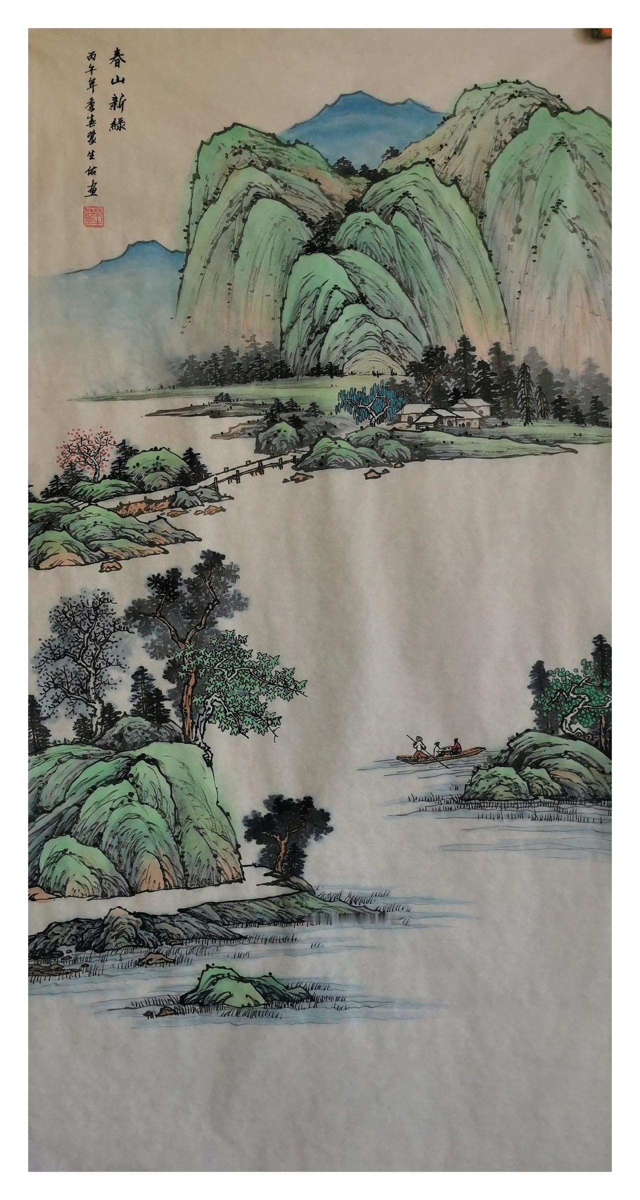 中国山水画作品欣赏：原创山水画
尺寸：四尺（138x68）
纸本生宣宁静的山水画