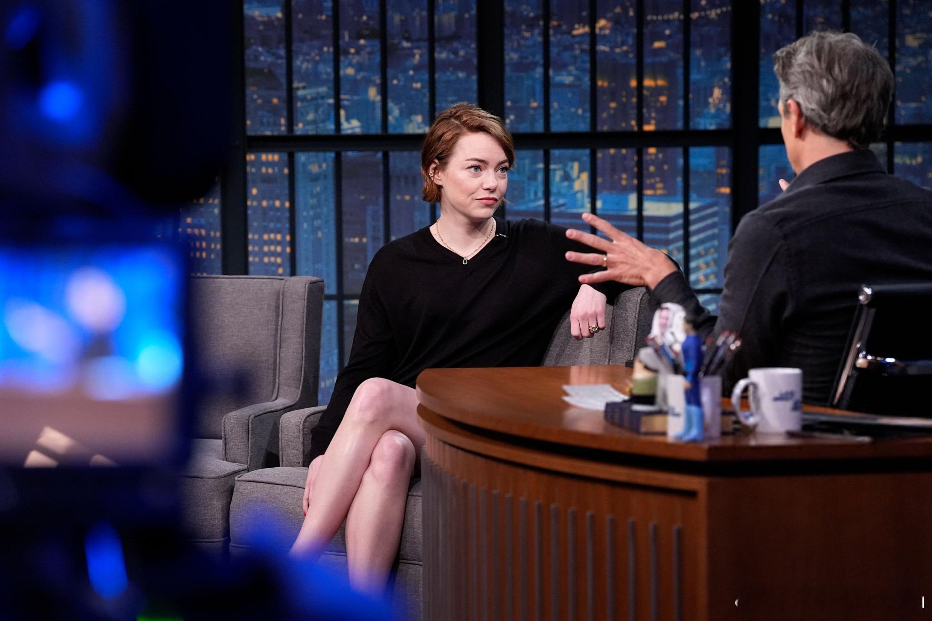 emma stone艾玛斯通做客《Late Night with Seth Me