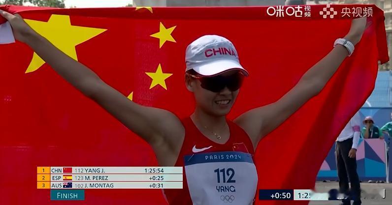 奥运会：女子20公里竞走决赛杨家玉刷新赛季最好成绩夺冠！
田径女子20公里竞走，