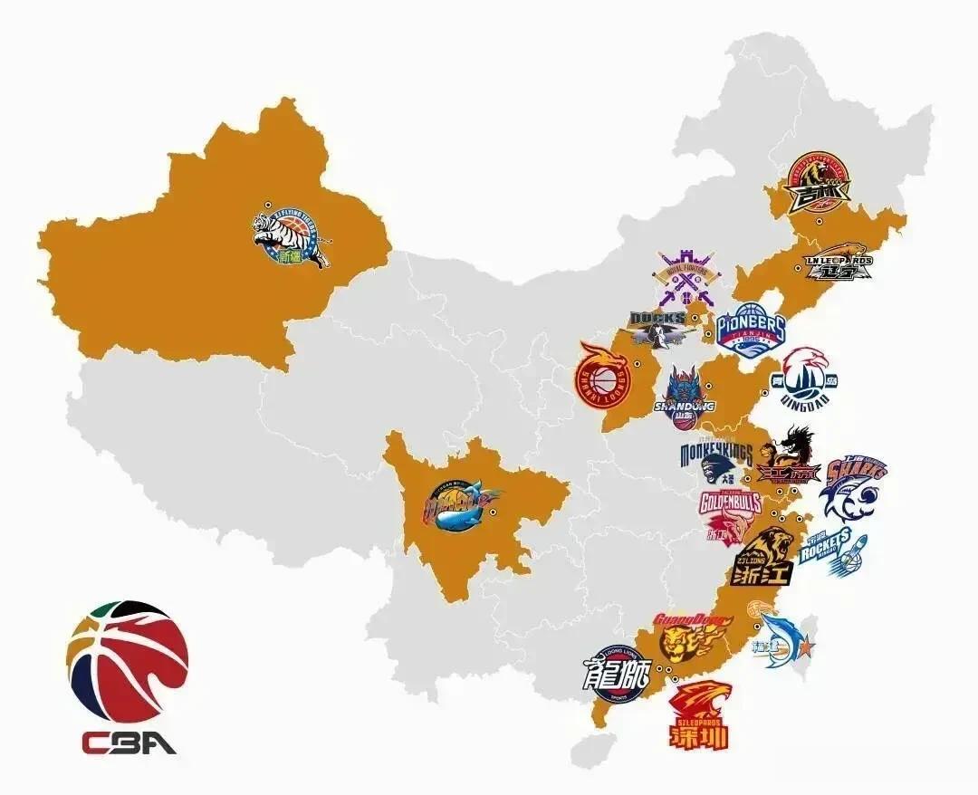 CBA各球队分布图