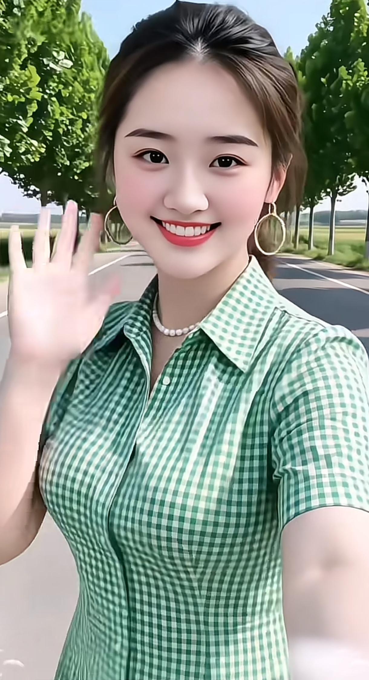 阳光明媚的一天，绿意盎然的街道，元气满满的微笑，生活如此美好！🌞🌿😊发一张