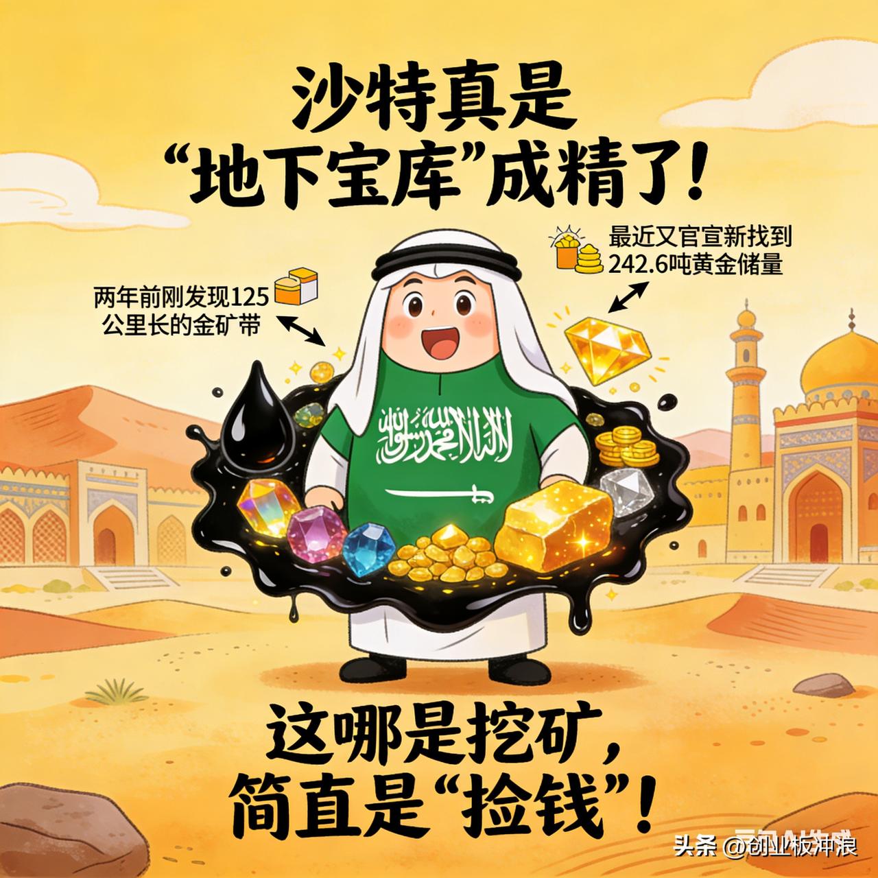 沙特又挖到“金山”！这富得都快溢出来了！

沙特真是“地下宝库”成精了！两年前刚