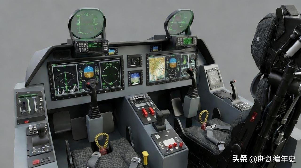 歼-36座舱想象图，布局很简洁，不过既然有那么先进的综合航电，那两片HUD应该可