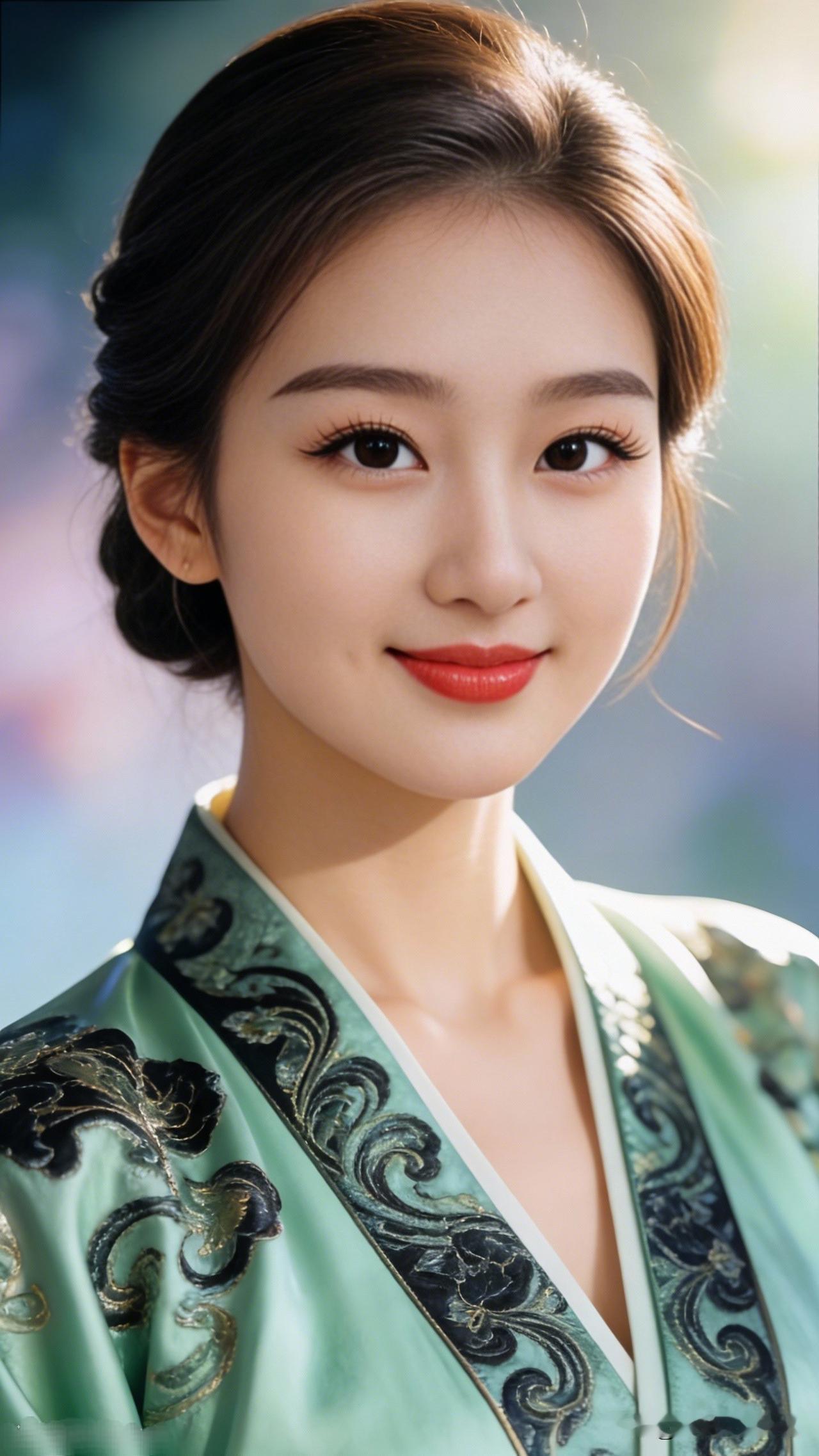 绿衣美人，笑靥如花。女人最耐看的长相是什么样的 惊艳的古典美人，一袭绿衣，宛如画