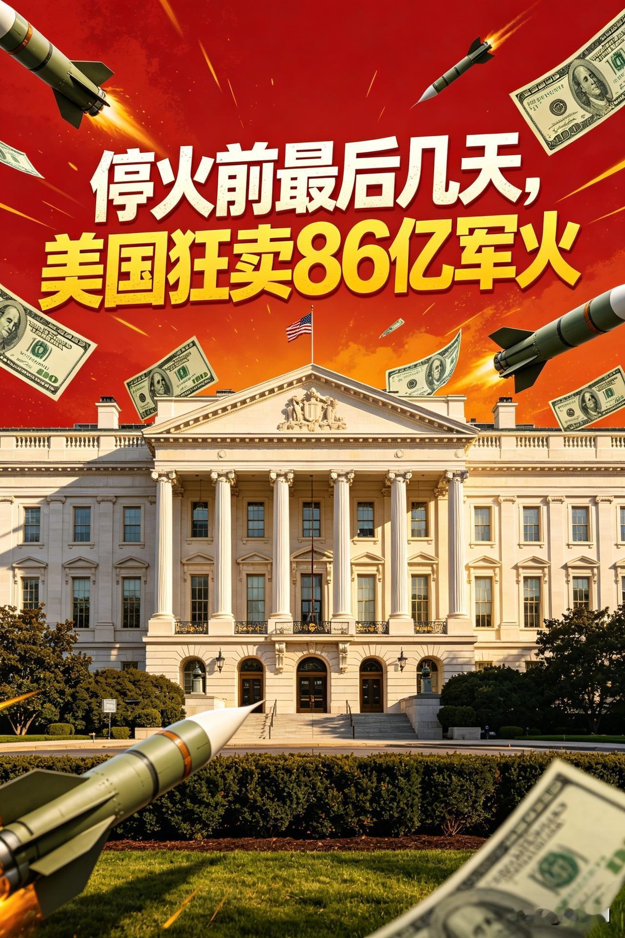 美停火倒计时疯狂卖军火  
一口气砸86亿武装中东四国  
嘴上喊谈判手上数钞票