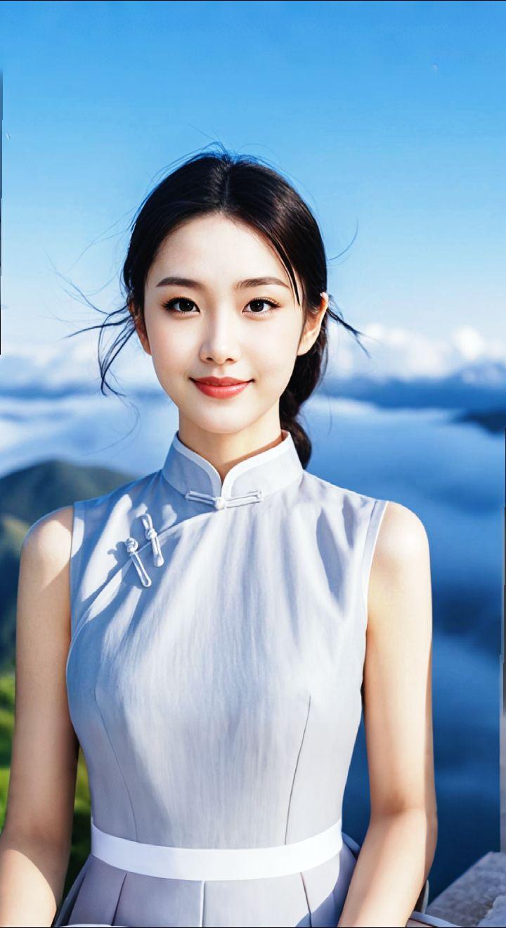 AI扩图 AI云海旗袍情