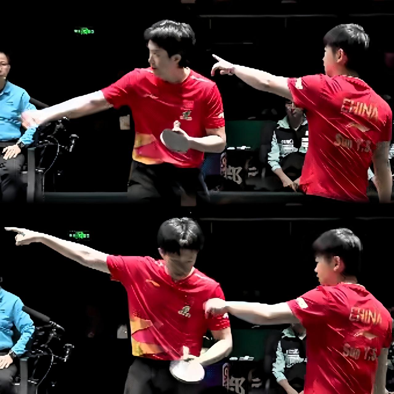 大头真是时时刻刻护着莎莎，
也时时刻刻收获莎莎的白眼啊！

就说混双刚开始发球那