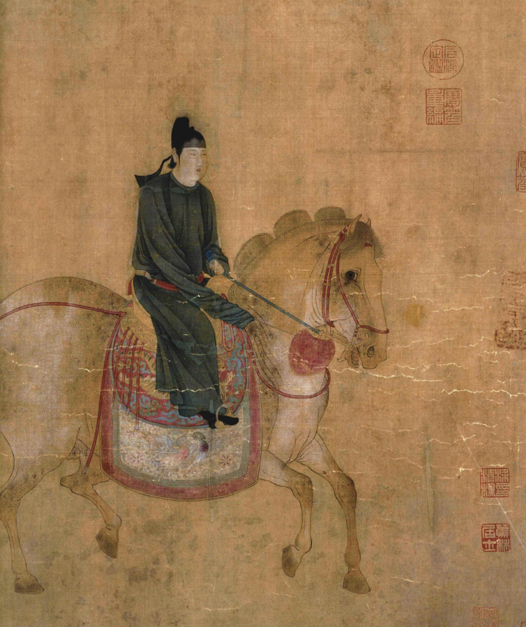 马年新年快乐 辽宁省博物馆藏 传宋徽宗 《摹张萱虢国夫人出行图》 