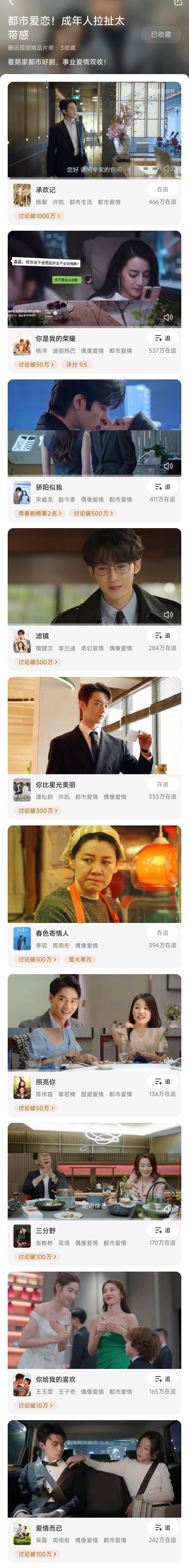 腾讯站内都市好剧精品片单长图排序🈶 ​​​