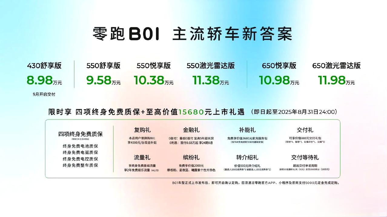 零跑B01还是太全面了
零跑B01，10万块就能买到550公里续航，11万就能买