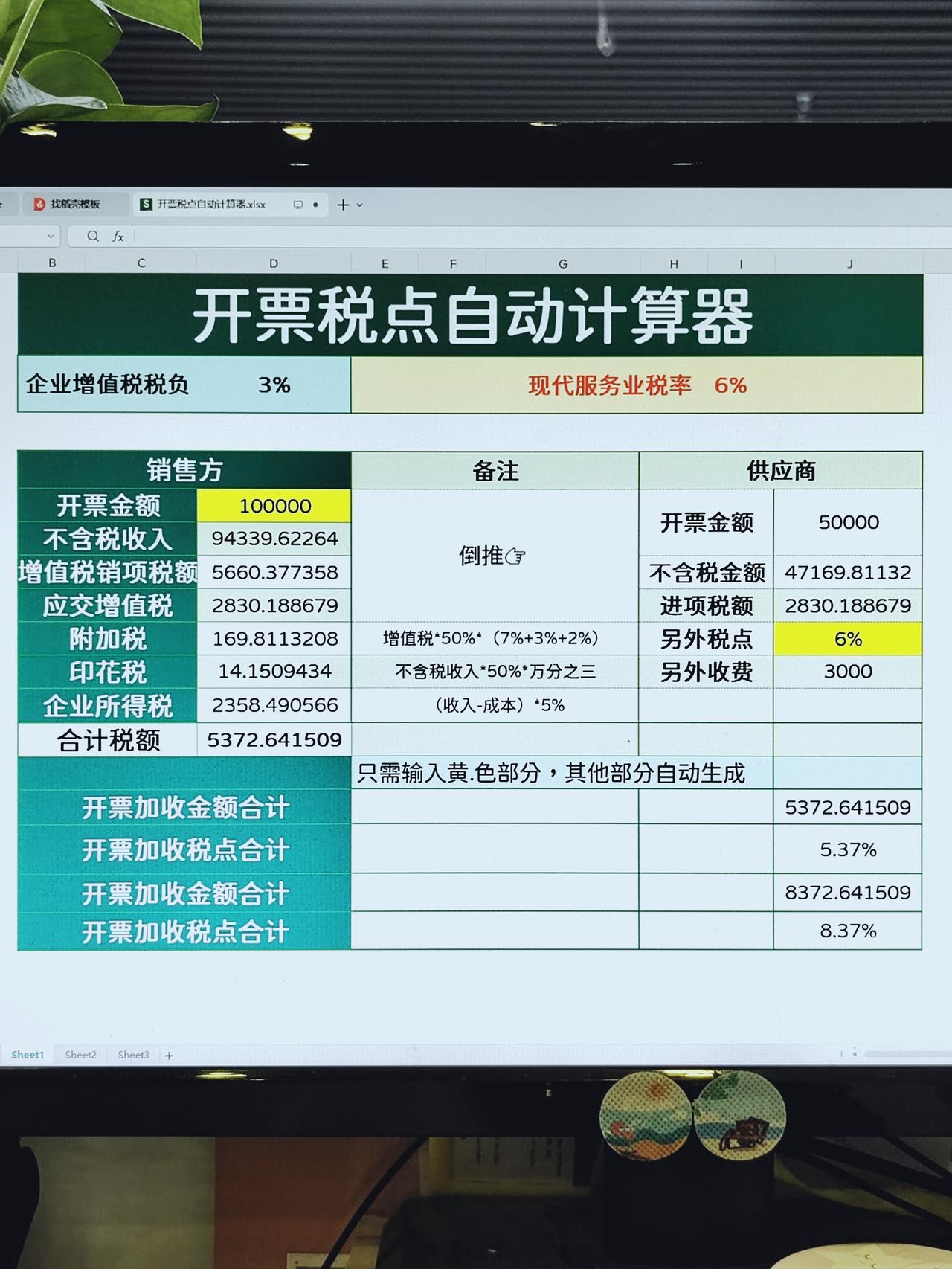 开票加税点的3种计算方法，附开票税点自动计算器
#开票加税点##开票##计算器#