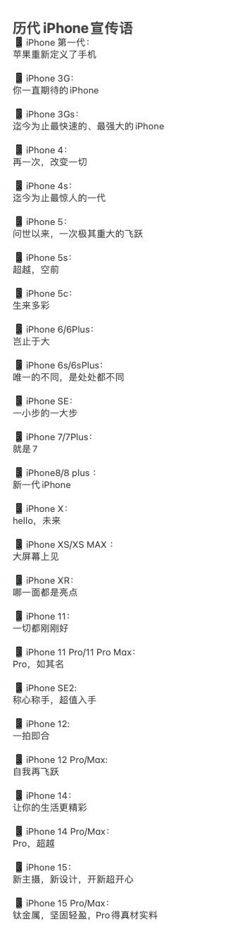 还记得历代iPhone的宣传语嘛？我印象最深刻的是“岂止于大”[狗头]

对比之