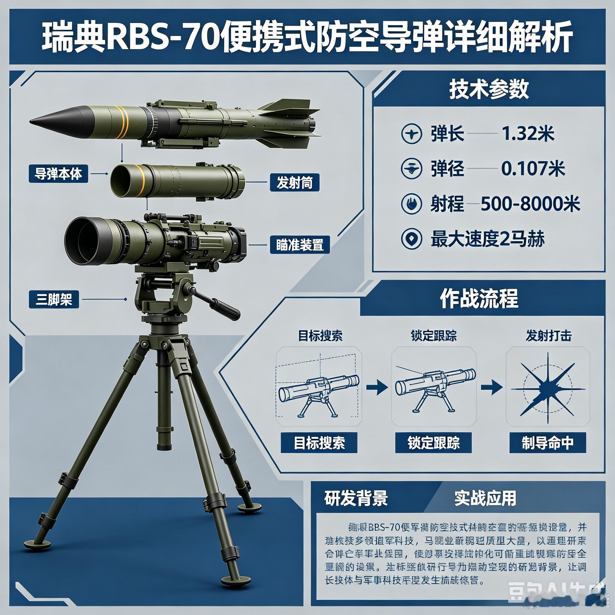 军事ai新视野ai热力追踪 瑞典RBS‑70便携式防空导弹全球武器装备盘点 RB