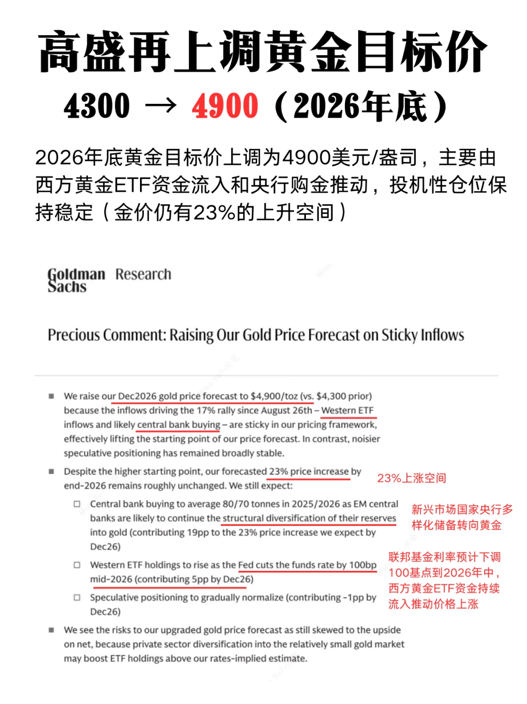明牌了，高盛再次上调黄金目标价！