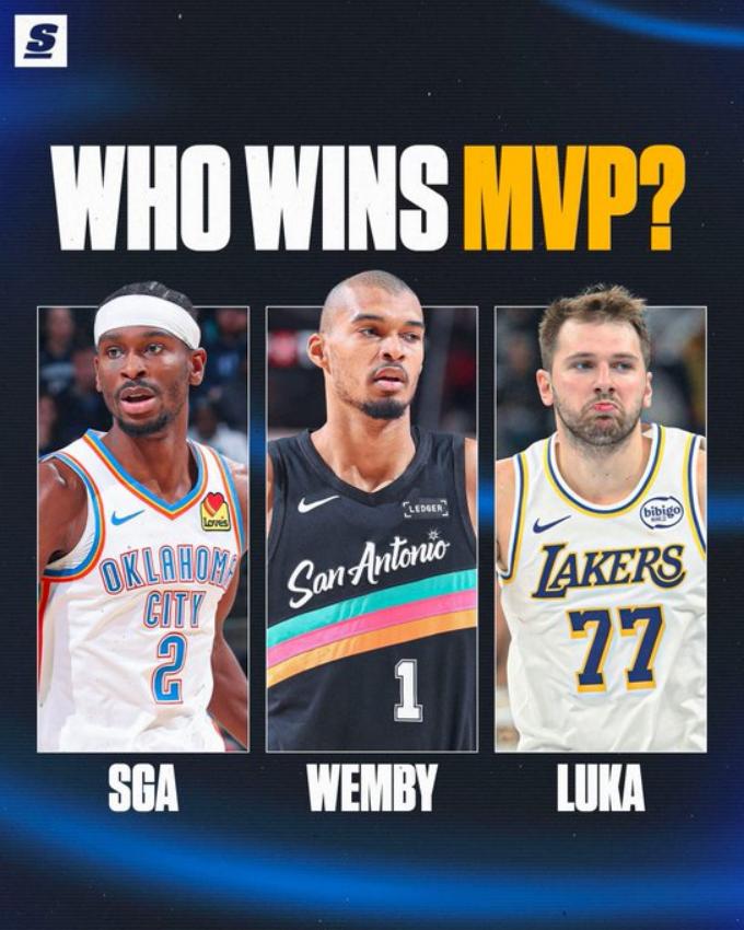 本赛季MVP花落谁家？

维克托·文班亚马（文班亚马），谢伊·吉尔杰斯-亚历山大