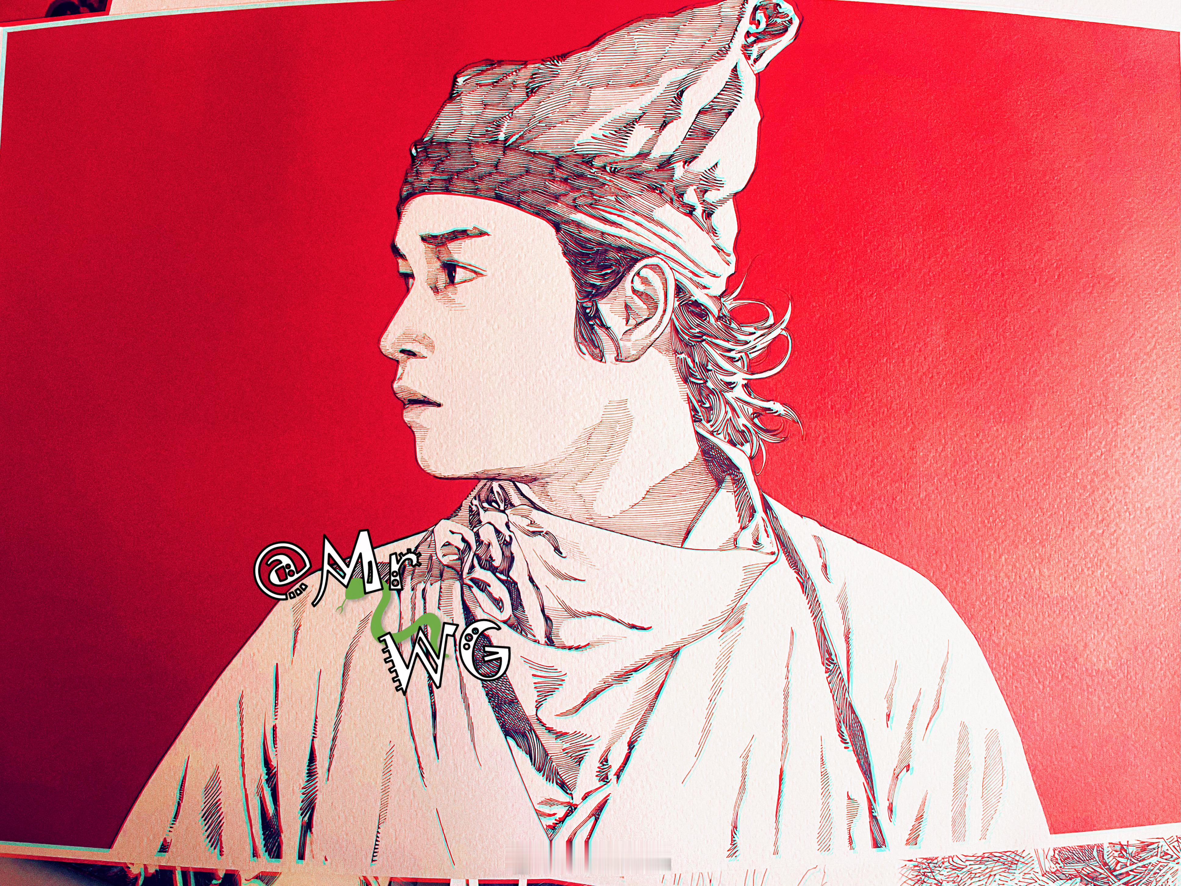 张国荣周边 香港知名画家黄水斌【倩女幽魂】钢笔水彩画，卷一·张国荣张国荣 宁采臣