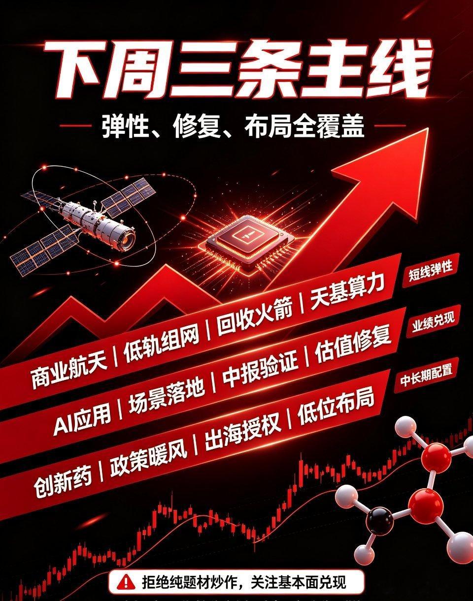 下周三大核心关注板块完整梳理下周行情可重点布局商业航天、AI应用、创新药三大赛道