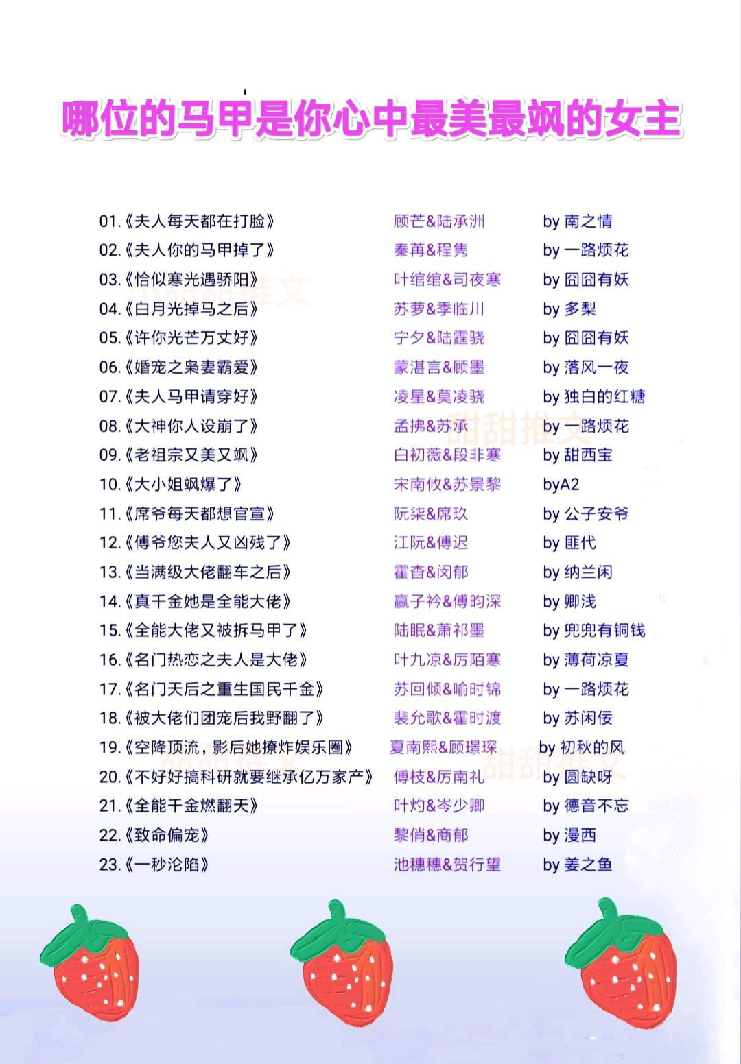 哪位的马甲是你心中最美最飒的女主文荒推荐 霸道总裁